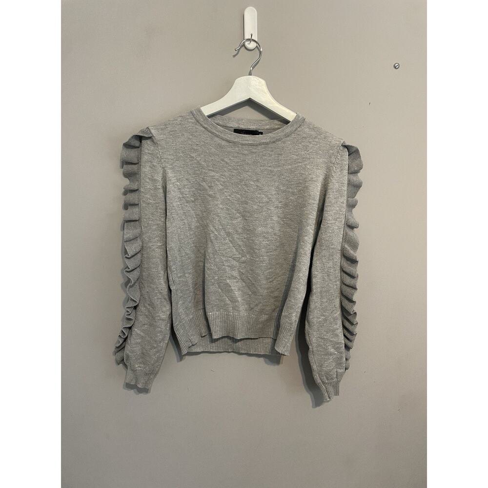 By Nancy‎ Ruffle Sleeve Sweater. Grey. Size Small